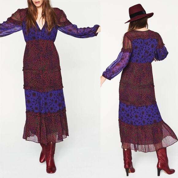 Elegant Purple and Red Women's Dress - Picture 1 of 9